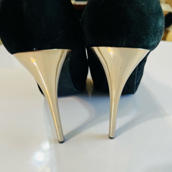 Michael Kors Black Suede Peep-Toe Heels - Picture 3 of 9